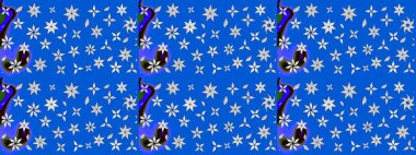 Çizim çiçek deseni duvar kâğıdı olarak kullanılabilir. Mavi renkli çiçekler. Raster illüstrasyonu.