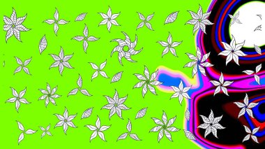 Raster illüstrasyonu. Çizim çiçek deseni duvar kâğıdı olarak kullanılabilir. Yeşil renkte çiçekler.