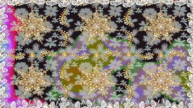 Kusursuz altın desen. Raster oryantal süs. Gri renklerde, altın elementlerle kusursuz desen.