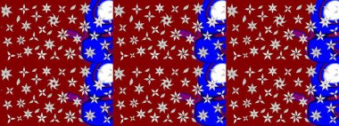 Elle çizilmiş çiçek desenli Raster çizimi. Tekstil, kumaş, ambalaj, hatıra defteri için hoş bir çiçek arkaplanı. Çocuksu tasarım. Kırmızı arkaplanda.