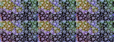 Siyah renkler ve parlak çiçekler üzerine soyut çizim deseni. Küçük çiçekte hoş bir çiçek deseni var. Çiçek elementli zarif raster dokusu..