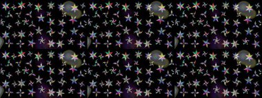 Raster illüstrasyonu. Siyah renkli çiçekler. Çiçek desenli eskiz, vuruşlar, sıçramalar, yaz çiçekleri..