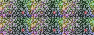 Raster illüstrasyonu. Güzel kumaş deseni. Asya tekstil tarzında. Renkli Bahar Teması eskiz kalıbı. Çiçek desenli çizim. Düz Çiçek Elementleri Tasarımı.