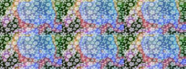 Raster illüstrasyonundaki çiçek desenli çizim. Suluboya tarzında mavi renkte çiçekler.