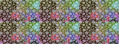 Kahverengi renkli etnik çiçeklerin olduğu zarif bir eskiz modeli. Asya Tekstil 'inde Raster Çiçek İllüstrasyonu.