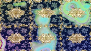 Küçük bir alan derinliği. Mavi renkli ve altın elementli desen. Klasik mobilya tarzı. Eskiz öğesi ahşap oyma. Altın kaplamalı mavi fon. Lüks mobilyalar. Oyma. Patina..