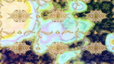 Doğu tarzı arabesk tarzında altın elementler. Çizim altın desenli bukleler. Raster Golden eskiz kalıbı. Tarafsız renkler üzerine çizim deseni.