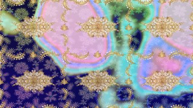 Senin tasarımın için, duvar kağıdı. Tarafsız renklerde altın çiçekli eskiz deseni. Raster geometrik arka plan. Altın renkli çizim çizimi.