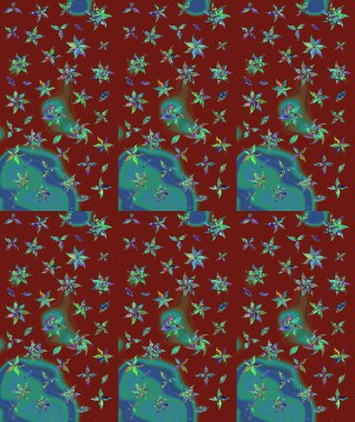 Vadinin çiçekleri kırmızı renklerde. Çiçeksel çizim kalıbının çizimi.