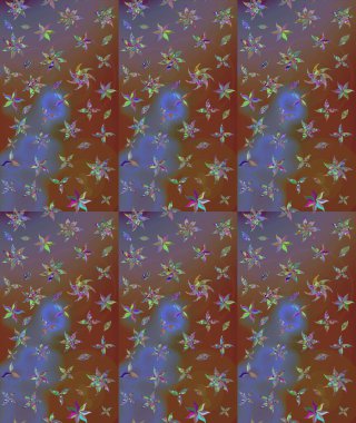 El çizimi. Güzel kumaş deseni. Raster illüstrasyonu. Çiçekler, dallar, otlar ve çiçekler.