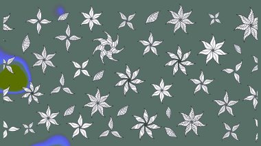 Renkli Bahar Teması eskiz kalıbı. Düz Çiçek Elementleri Tasarımı. Sevimli çiçek raster deseni. Tarafsız renklerde çiçekler.