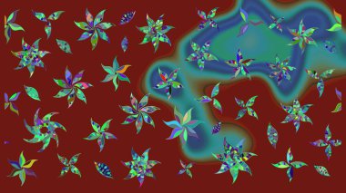 Kırmızı renkte çiçekler. Raster illüstrasyonunda çiçek deseni çizimi.