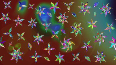 Çiçek ve yapraklı çiçek deseni. Raster illüstrasyonu. Küçük çiçekli şirin desen.