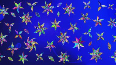 Çiçekli eskiz deseni. El çizimi. Suluboya çizimi. Mavi renkte çiçekler.