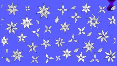 Elle çizilmiş çiçek desenli Raster çizimi. Çocuksu tasarım. Mavi arka planda. Tekstil, kumaş, ambalaj, hatıra defteri için güzel çiçek arkaplanı..