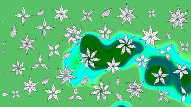 Süslü kumaş deseni. Raster illüstrasyonundaki çiçek desenli çizim. Renkli Bahar Teması eskiz kalıbı. Düz Çiçek Elementleri Tasarımı.