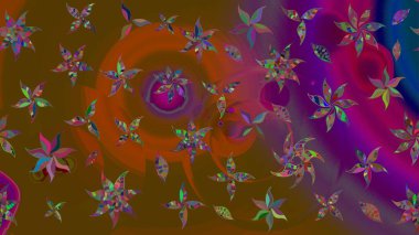 Kahverengi renkli çiçekler. Tropik çiçek desenleri. Raster illüstrasyonu.