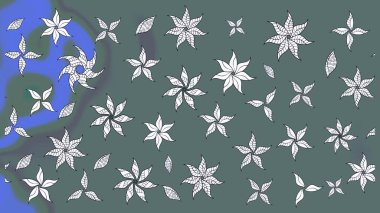 Düz Çiçek Elementleri Tasarımı. Raster illüstrasyonundaki çiçek desenli çizim. Renkli Yaz Temalı eskiz kalıbı. Tarafsız renklerde çiçekler.