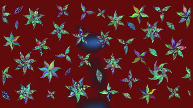 Kırmızı renkte çiçekler. Tropik çiçekler. Gömlek çizimi Arkaplan Deseni.