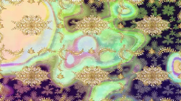 Tekrarlayan ögelerle soyut arkaplan çiz. Tarafsız ve altın desenli. Zarif raster klasik desen.