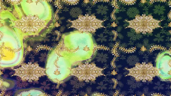 Klasik klasik klasik arka plan. Klasik Raster altın desenini çiz. Geleneksel oryantasyon süsü. Altın elementlerle mavi renklerde altın desen.