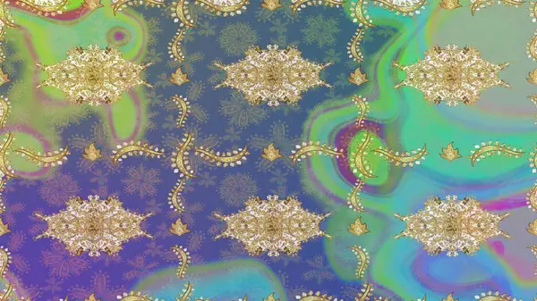 Raster altın desen. Doğulu stil, altın elementlerle altın rengi nötr renkte arabesk yapar. Kıvrımlı çizimler.