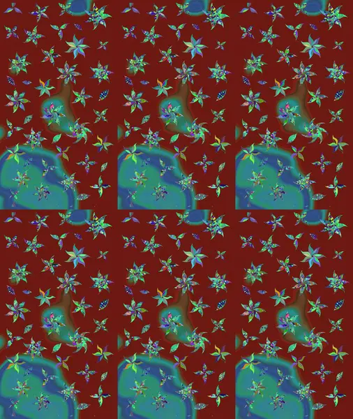 Vadinin çiçekleri kırmızı renklerde. Çiçeksel çizim kalıbının çizimi.