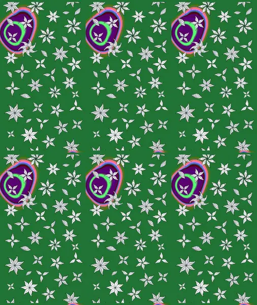 Küçük yeşil çiçeklerle oldukça eski bir besin torbası deseni. Tekstil, kumaş, kapaklar, duvar kağıtları, baskı, paket, koleksiyon defteri, örgü, dekupaj için çiçek arkaplanı..