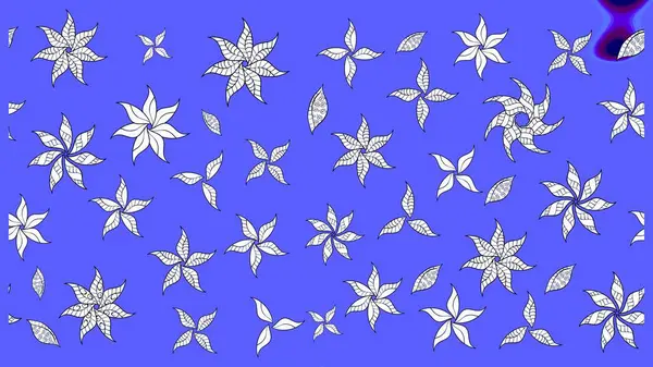 Elle çizilmiş çiçek desenli Raster çizimi. Çocuksu tasarım. Mavi arka planda. Tekstil, kumaş, ambalaj, hatıra defteri için güzel çiçek arkaplanı..