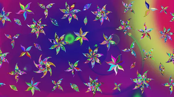 Robot resim. Çiçekli bahar çiçekleri. Motley illüstrasyonu. Küçük çiçekte güzel bir desen. Küçük renkli çiçekler. Moda baskıları için zarif bir şablon.