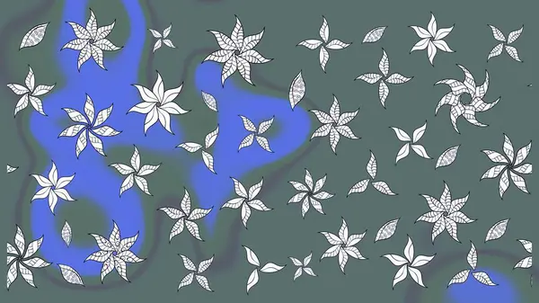 Hint süsü. Raster illüstrasyonu. Çizim kalıbı. Tarafsız renklerde. Renkli süs kenarı. Çiçek duvar kağıdı.