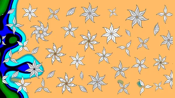 Parlak elementlerin. El çizimi Raster çizimi. Çizim çiçek deseni duvar kağıdı, web sitesi arkaplanı, paket kağıdı, davetiye, broşür, pankart veya web sitesi için kullanılabilir.