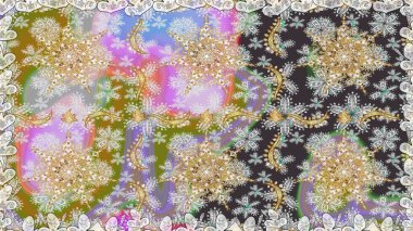 Gri renklerdeki altın element. Süslü raster dekorasyonu. Lüks, kraliyet ve Viktorya dönemi konsepti. Klasik barok çiçekli desenli altın renginde gri renkte..