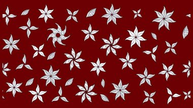 Düz Çiçek Elementleri Tasarımı. Raster Modaya uygun kumaş deseni. Renkli Bahar Teması eskiz kalıbı. Kırmızı renkli şirin çiçek deseni.