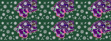 Çiçek arkaplan. Yeşil renkli şirin tekstil. Çiçek duvar kâğıdı. Renkli çizim kalıbı. Raster illüstrasyonu.