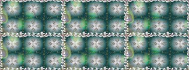 Renkli Bahar Temalı Kusursuz Arkaplan. Kusursuz çiçek deseni. Düz Çiçek Elementleri Tasarımı. Asya tekstil tarzında. Raster illüstrasyonu. Mavi renkte çiçekler.