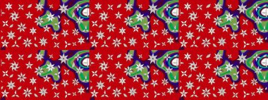 Çiçek ve yapraklı çiçek deseni. Küçük çiçekli şirin bir desen. Raster illüstrasyonu.