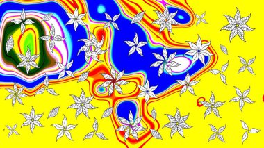 Sarı renkli güzel bir tekstil. Suluboya çiçekli çiçek deseni. Raster illüstrasyonu.