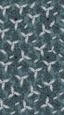 Raster Çiçek İllüstrasyonu 'nun şirin tekstili. Tarafsız renklerde etnik çiçeklerle zarif bir eskiz..