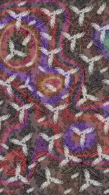 Eskiz arkaplan modeli. Raster illüstrasyonu. Kahverengi yapraklı yabani çiçekler. Suluboya, elle çizilmiş.