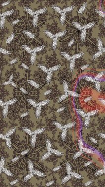 Düz Çiçek Elementleri Tasarımı. Renkli Bahar Teması eskiz kalıbı. Taslak desenli, modaya uygun kumaş deseni. Şirin çiçek elementleri. Raster illüstrasyonu.