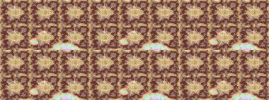 Eskiz oryantal klasik altın desen. Kahverengi renklerde altın tekrarlayan elementler içeren Raster soyut arkaplanı.