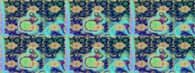 Doğum günü kartı, davetiye ya da afiş için iyidir. Mavi renkte altın. Dekoratif simetri arabesk. Raster illüstrasyonu. Ortaçağ çiçek desenini çiz..