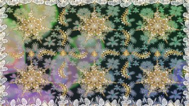 Doğulu stil, altın elementli gri renkli altın desenli arabesk yapar. Raster altın desen. Kusursuz kıvırcık saçlar..