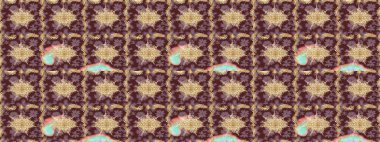 Klasik raster şablonu. Tekrarlayan ögelerle soyut arkaplan çiz. Kahverengi ve altın desenli.