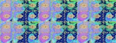 Mavi renkler ve altın elementler üzerine çizim. Altın şablonu çiz. Raster doğulu süsü.