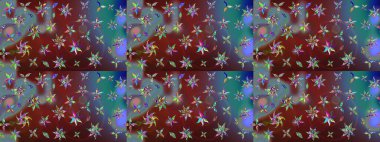 Raster illüstrasyonundaki çiçek desenli çizim. Kahverengi renkli çiçekler. Düz Çiçek Elementleri Tasarımı. Renkli Yaz Teması çizim şablonu.