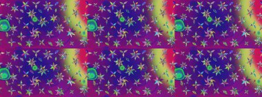 Renkli Yaz Temalı eskiz kalıbı. Sevimli çiçek raster deseni. Düz Çiçek Elementleri Tasarımı. Mor renkte çiçekler.