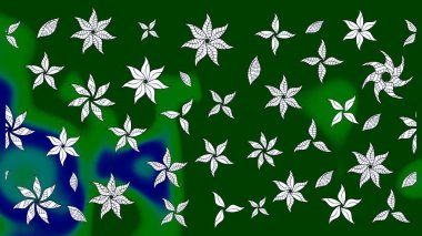 Raster illüstrasyonundaki çiçek desenli çizim. Düz Çiçek Elementleri Tasarımı. Renkli Bahar Teması eskiz kalıbı. Güzel kumaş deseni.