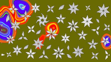 Sketch Floral Pattern in Raster illustration. Fancy fabric pattern. Colour Spring Theme sketch pattern Background. Flat Flower Elements Design.